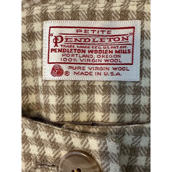 Pendleton vintage beige gingham wool button blazer size P14 - Picture 3 of 10